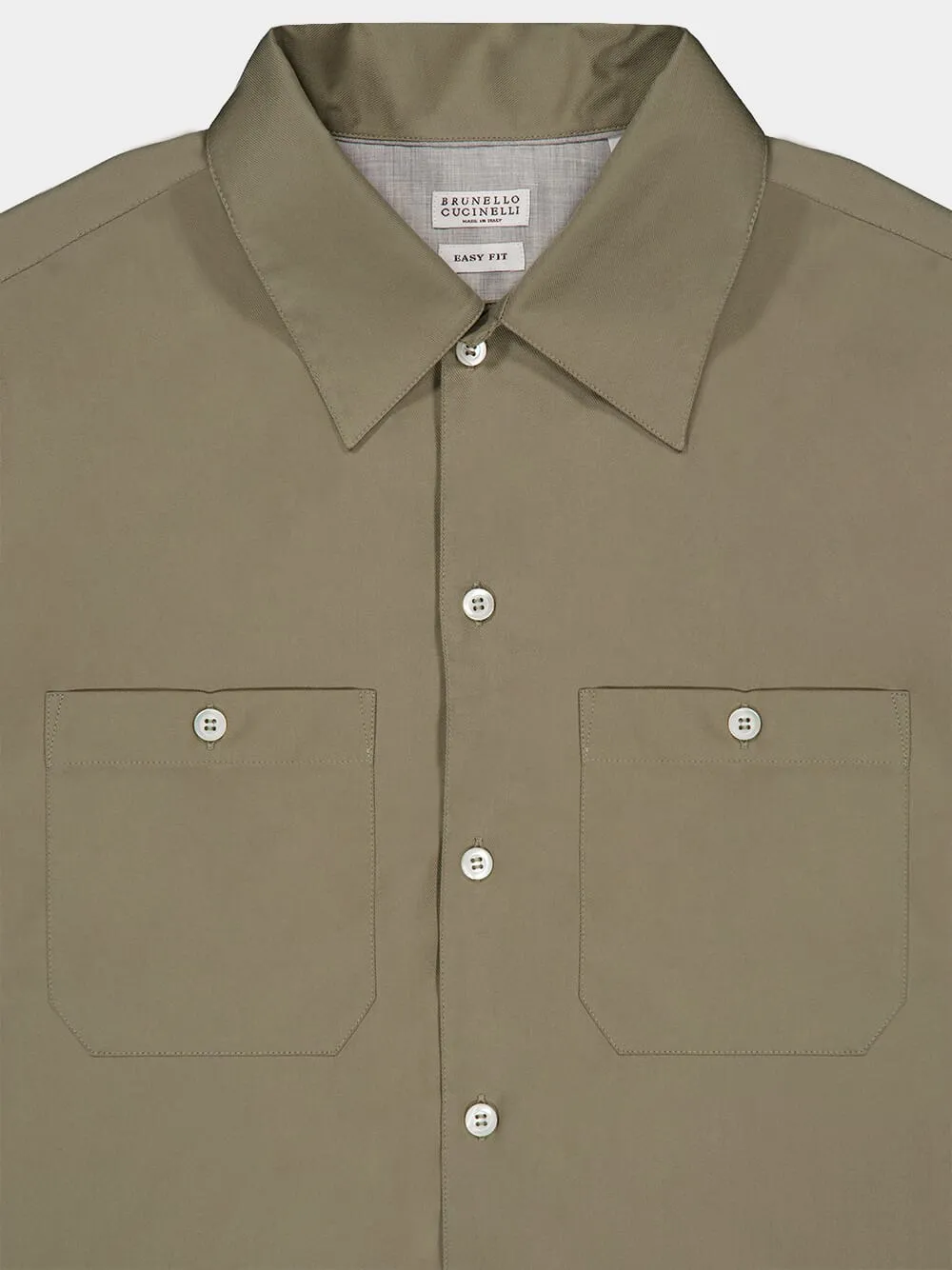 Khaki Green Long-Sleeve Cotton Shirt sold by Fashion Clinic product image thumbnail 3