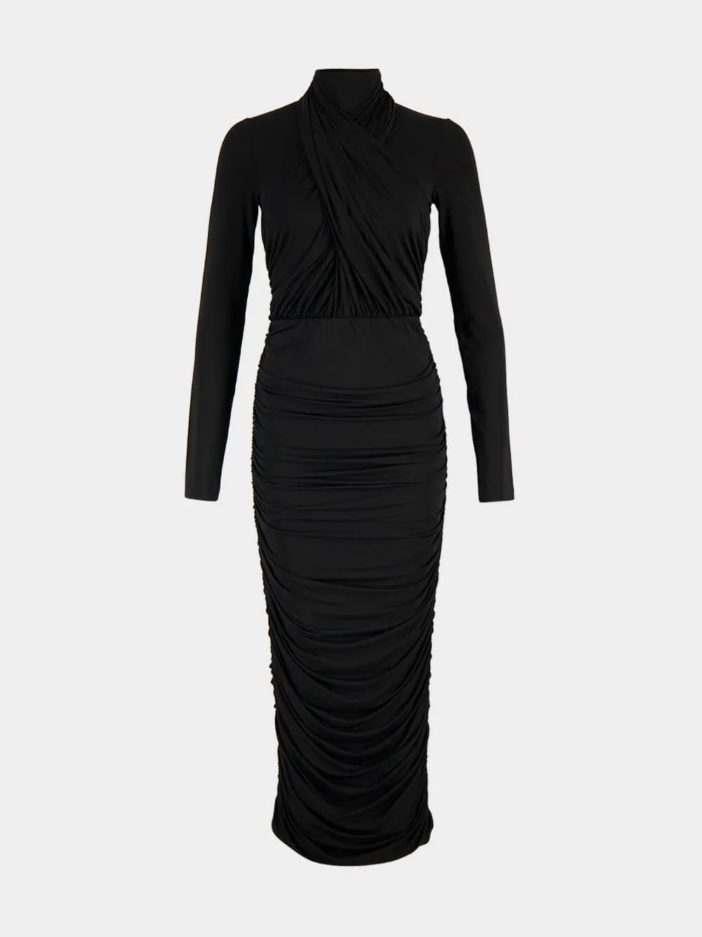 Black Pleated Jersey Midi Dress sold by Fashion Clinic
