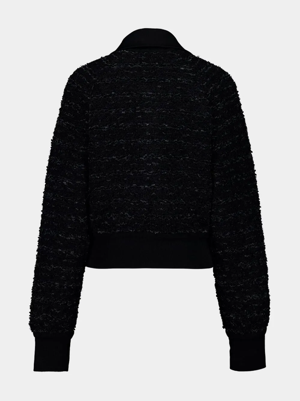 Black Tweed Bomber Jacket sold by Fashion Clinic product image thumbnail 4