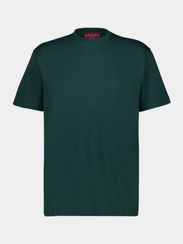Green Cotton Crew-Neck T-Shirt sold by Fashion Clinic