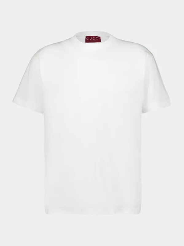 White Cotton Crew-Neck T-Shirt sold by Fashion Clinic