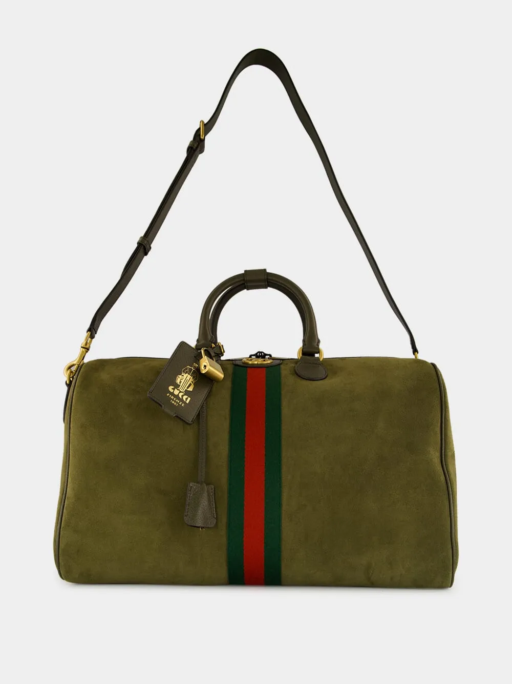 Dark Green Suede Savoy Duffle Bag sold by Fashion Clinic product image thumbnail 2