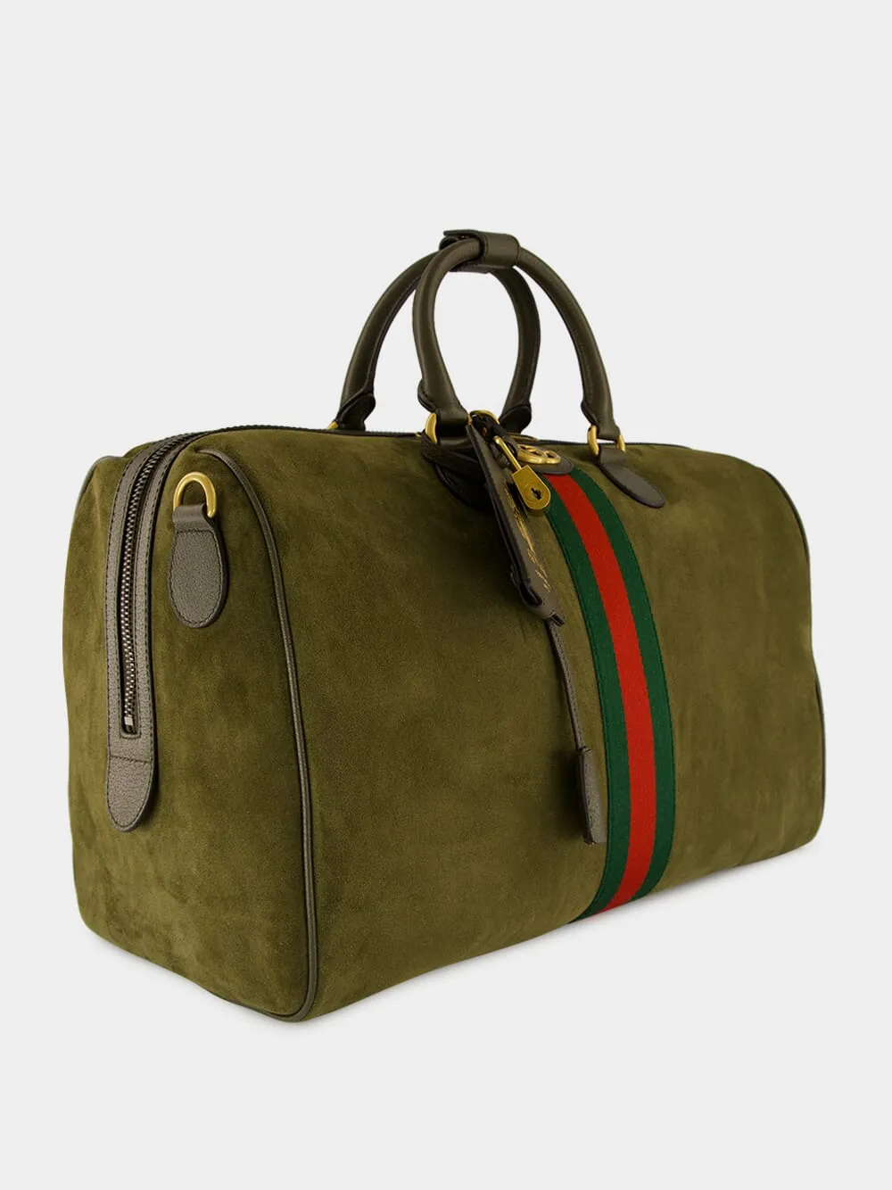 Dark Green Suede Savoy Duffle Bag sold by Fashion Clinic product image thumbnail 3
