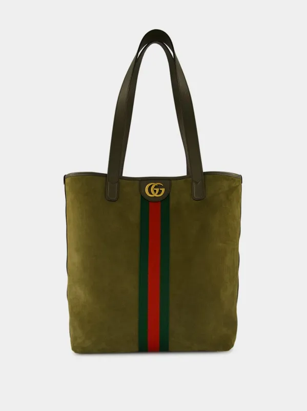 Dark Green Suede Ophidia Tote Bag sold by Fashion Clinic