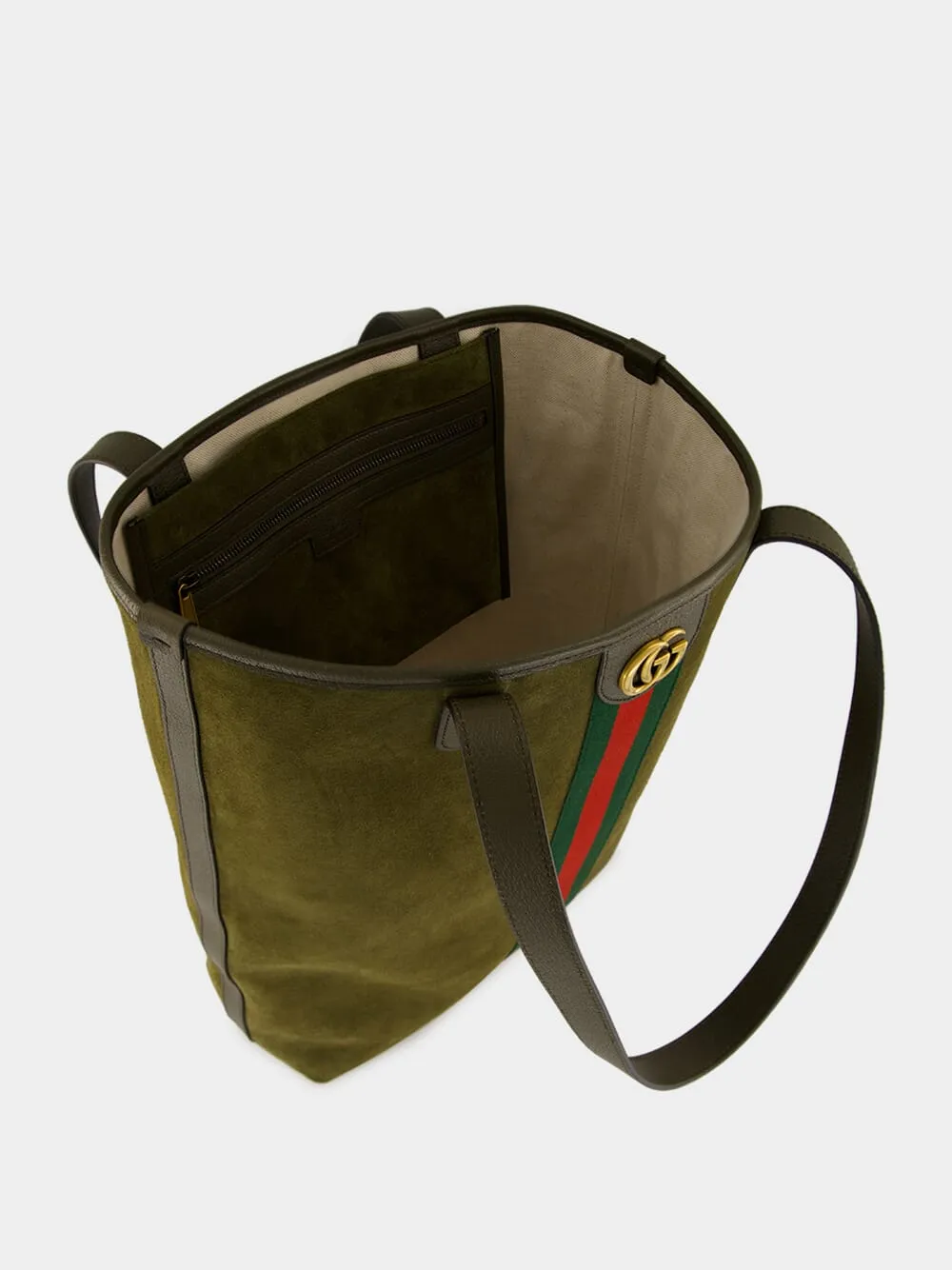 Dark Green Suede Ophidia Tote Bag sold by Fashion Clinic product image thumbnail 5
