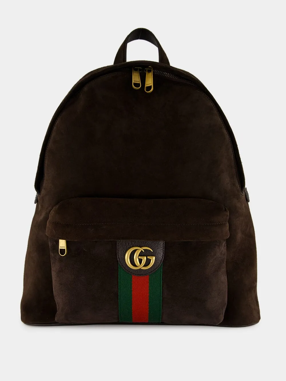Dark Brown Suede Ophidia Backpack sold by Fashion Clinic
