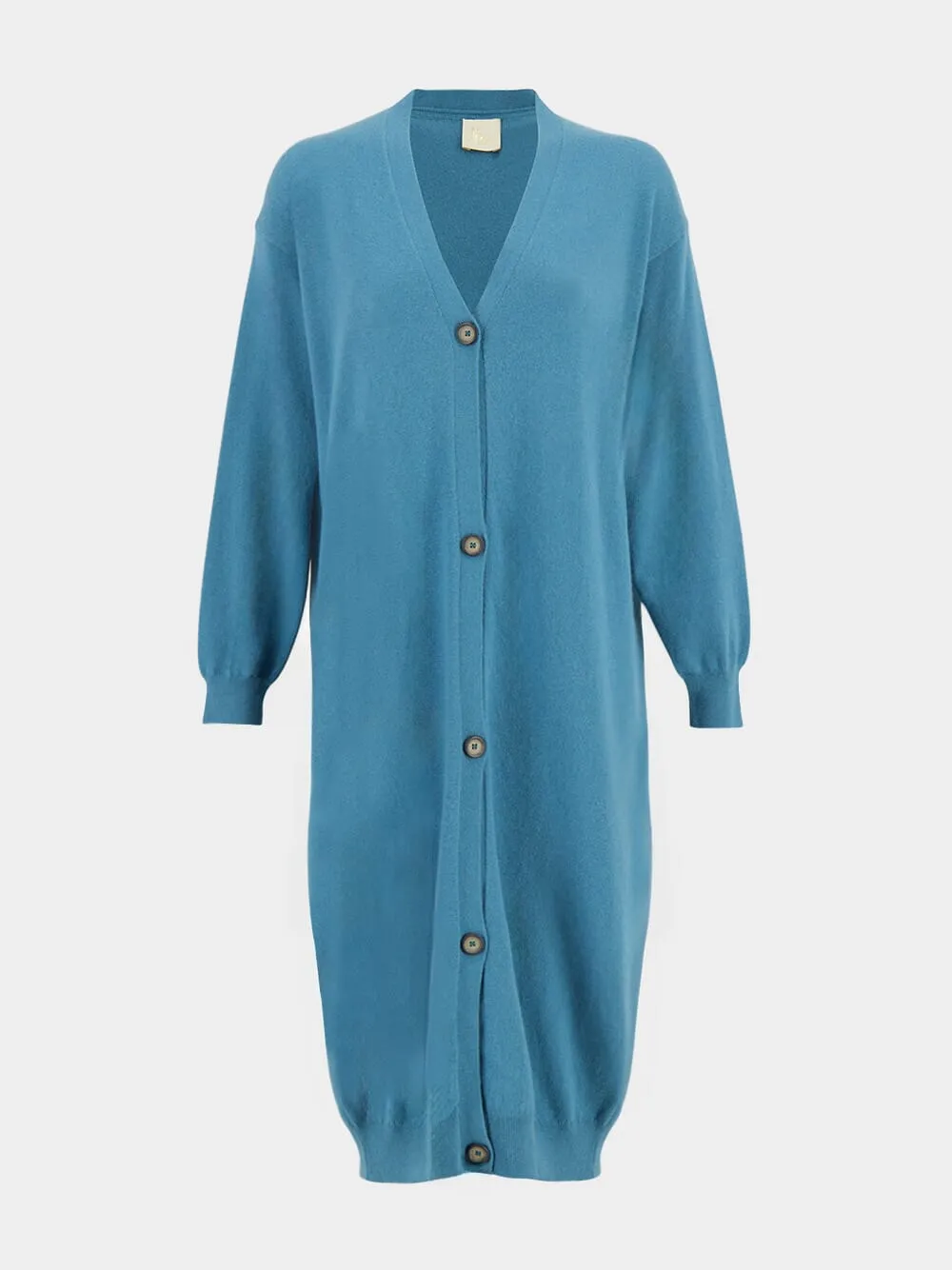 Long Petrol Cashmere Cardigan sold by Fashion Clinic