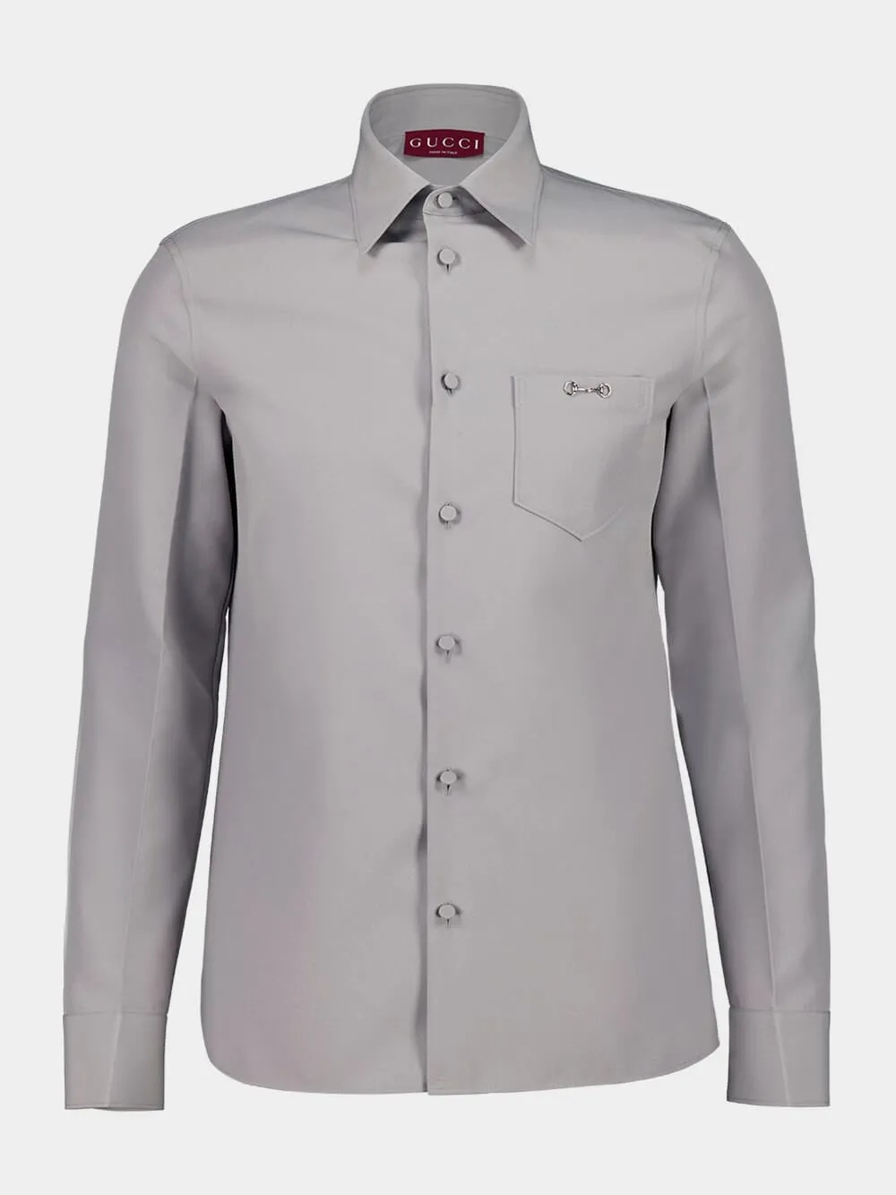 Light Grey Panama Shirt with Horsebit sold by Fashion Clinic