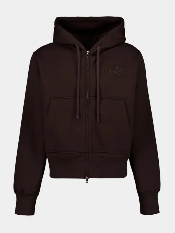 Dark Brown Cotton Zip Hooded Sweatshirt sold by Fashion Clinic