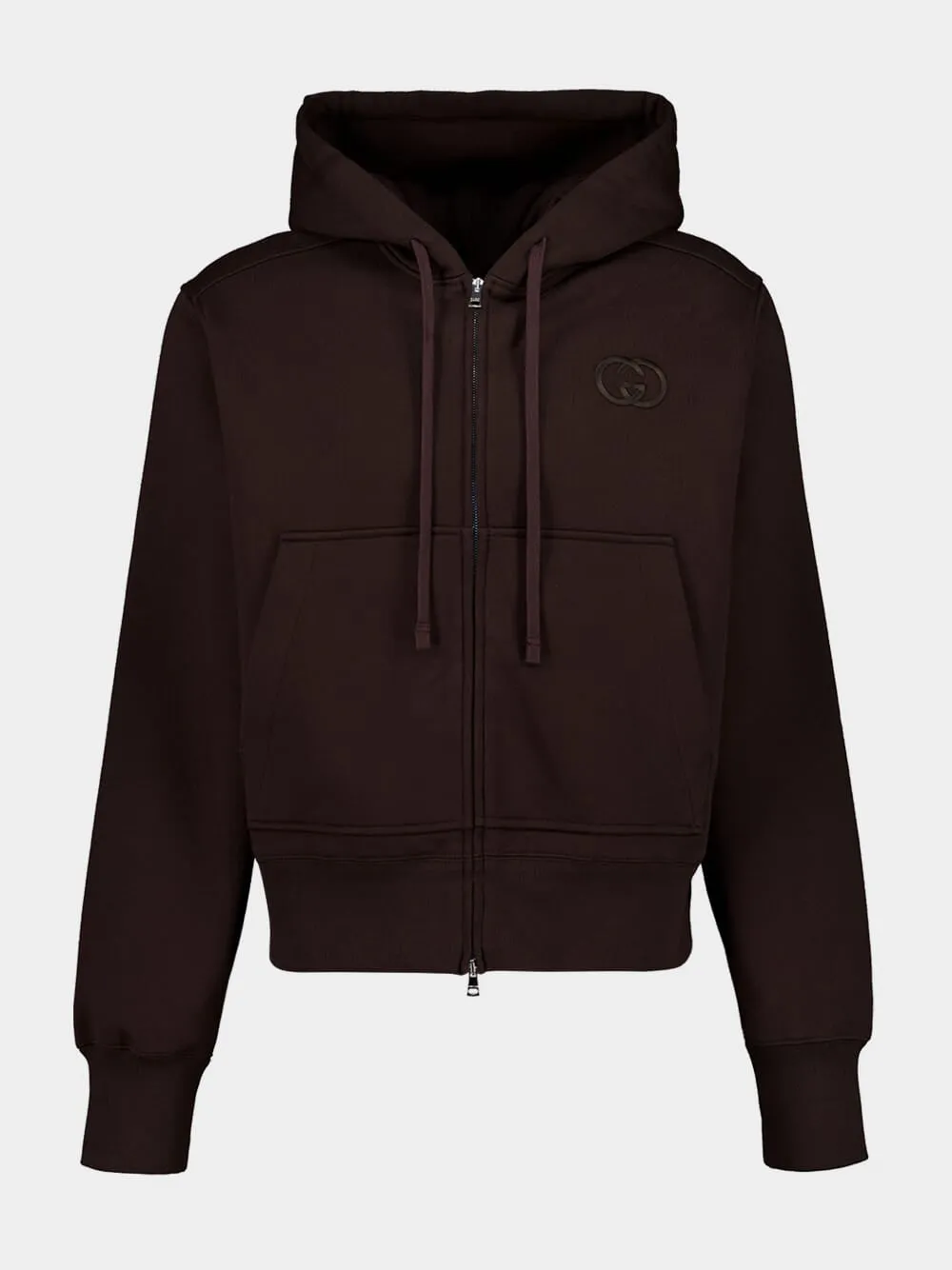 Dark Brown Cotton Zip Hooded Sweatshirt sold by Fashion Clinic