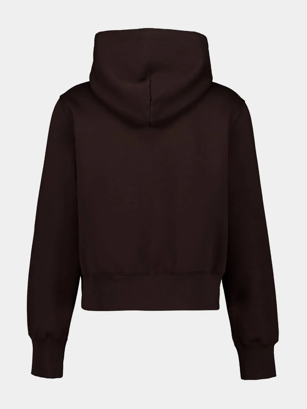 Dark Brown Cotton Zip Hooded Sweatshirt sold by Fashion Clinic product image thumbnail 2