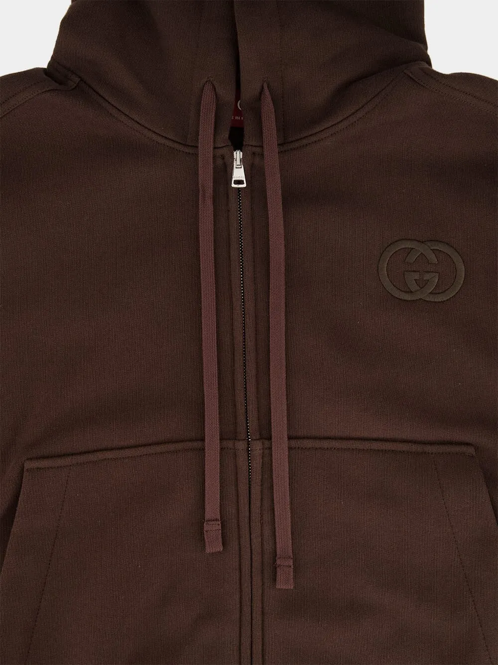 Dark Brown Cotton Zip Hooded Sweatshirt sold by Fashion Clinic product image thumbnail 3