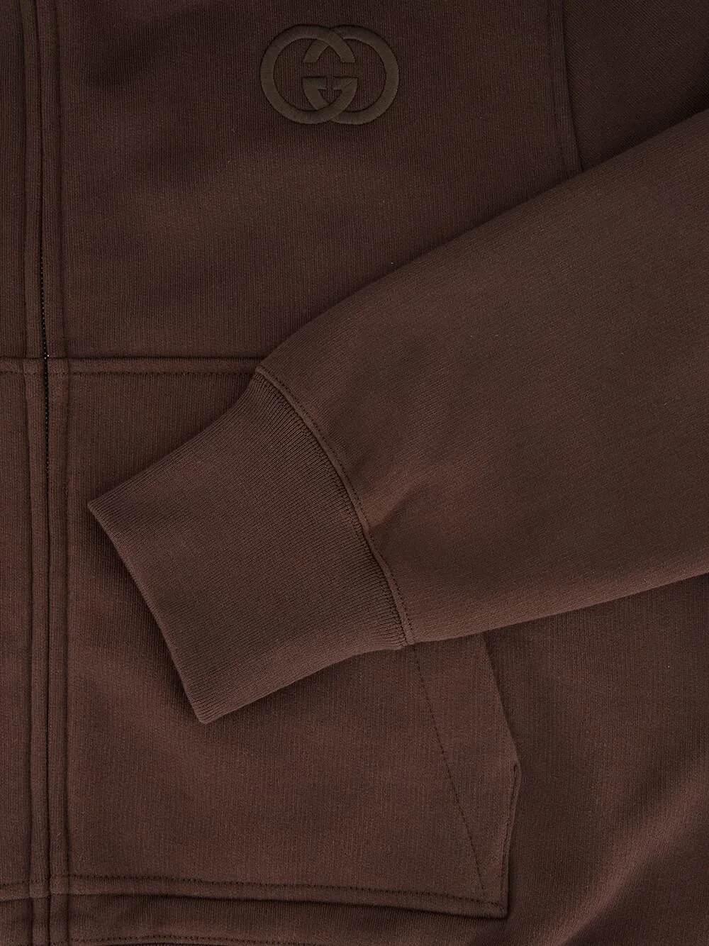 Dark Brown Cotton Zip Hooded Sweatshirt sold by Fashion Clinic product image thumbnail 4