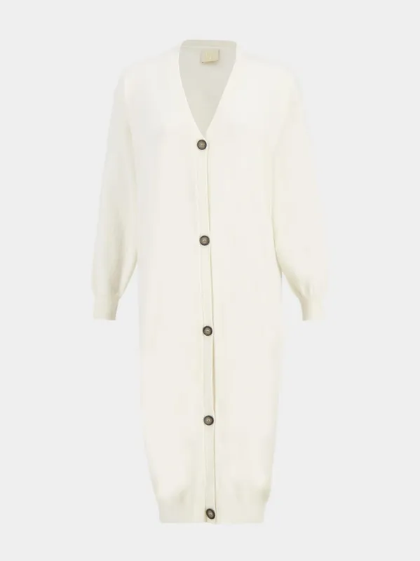 Long Off-White Cashmere Cardigan sold by Fashion Clinic