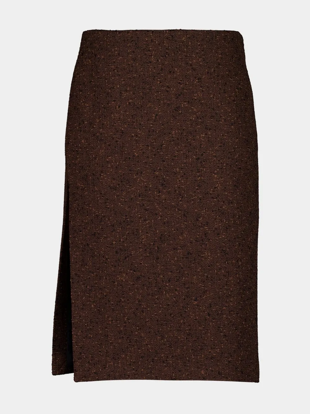 Dark Brown Seeded Wool Midi Skirt sold by Fashion Clinic