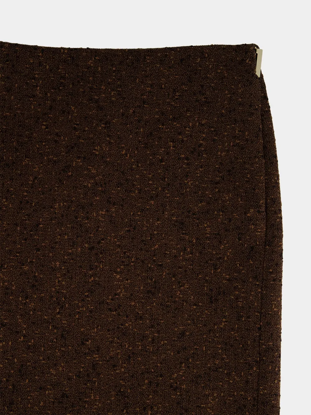 Dark Brown Seeded Wool Midi Skirt sold by Fashion Clinic product image thumbnail 3