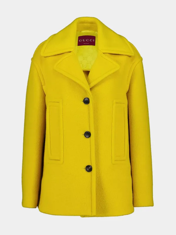 Dusty Yellow Wool Buttoned Coat sold by Fashion Clinic