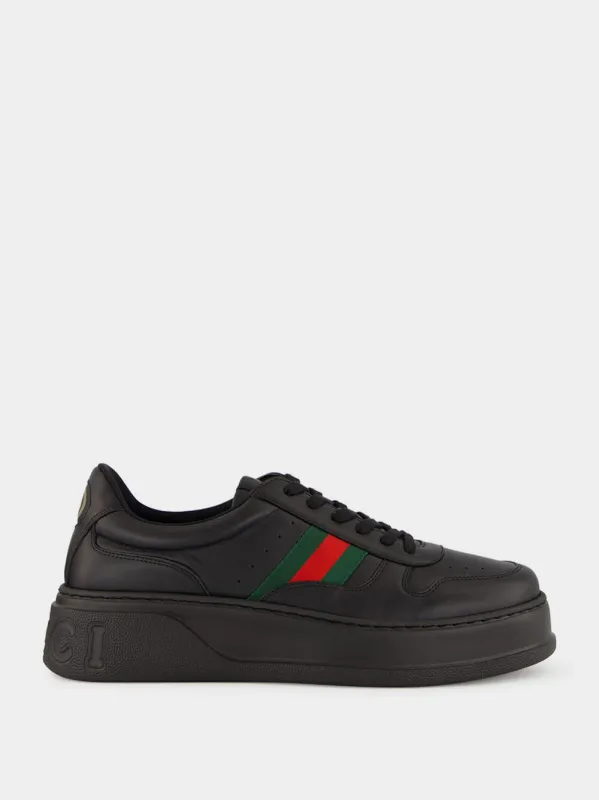 Black Leather Chunky Sneaker sold by Fashion Clinic