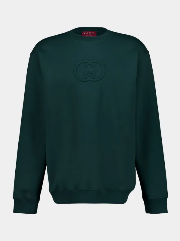 Green Cotton Crew-Neck Sweatshirt sold by Fashion Clinic