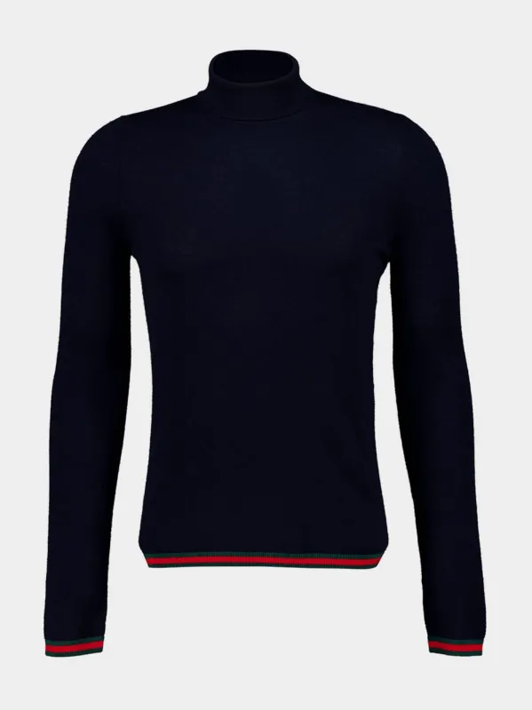 Dark Blue Fine Soft Cashmere Turtleneck sold by Fashion Clinic