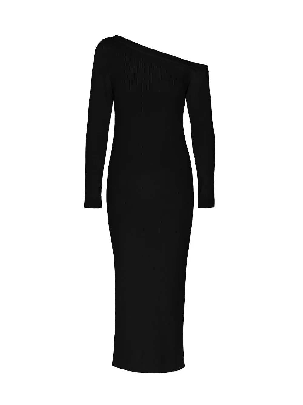 Black Cashmere Asymmetric Long Dress sold by Fashion Clinic