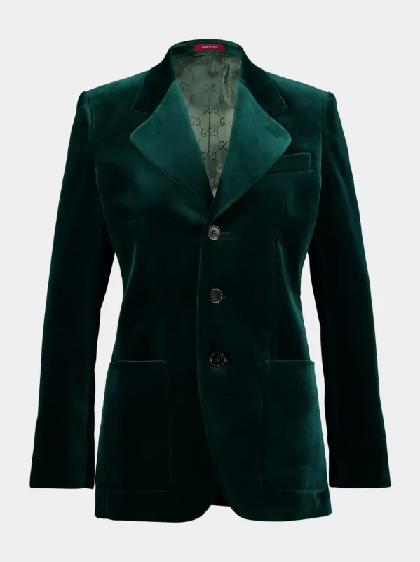 Dark Green Velvet Tailored Jacket sold by Fashion Clinic