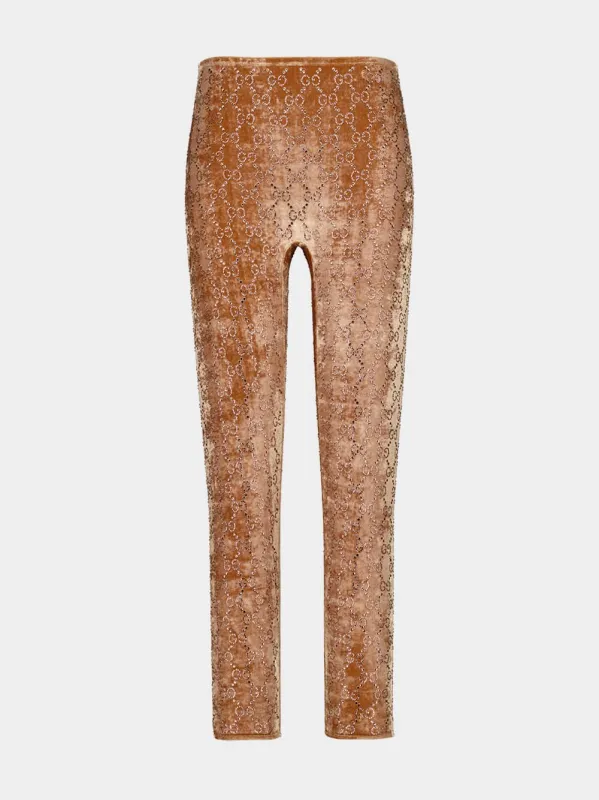 Nude GG Velvet Leggings sold by Fashion Clinic