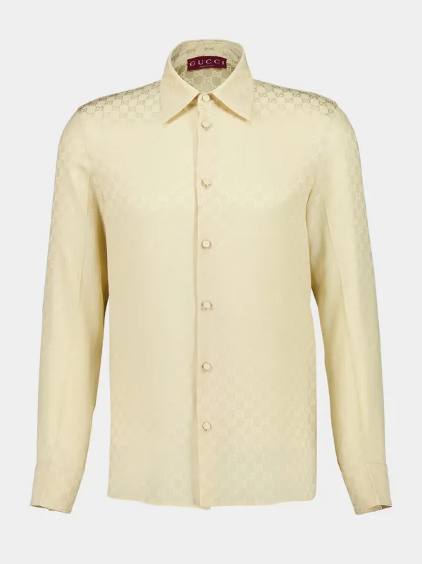 Beige GG Silk Jacquard Shirt sold by Fashion Clinic