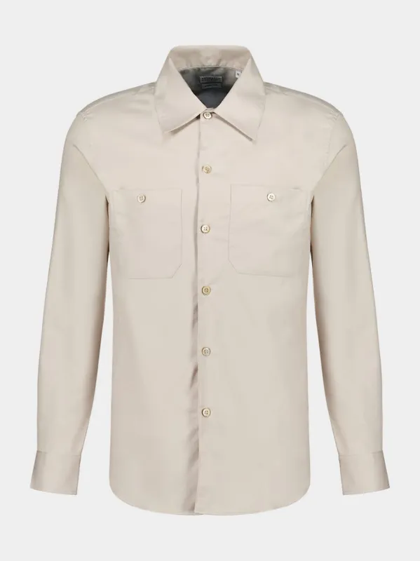 Light Beige Cotton Button-Up Shirt made by Brunello Cucinelli