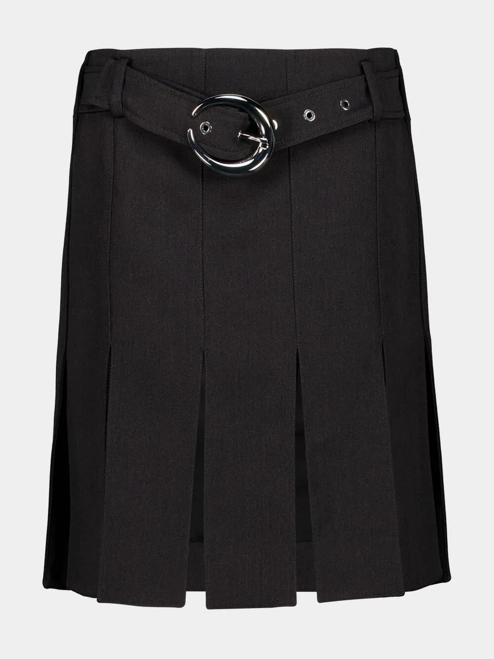 Grey Pleated Mini Skirt with Belt sold by Fashion Clinic