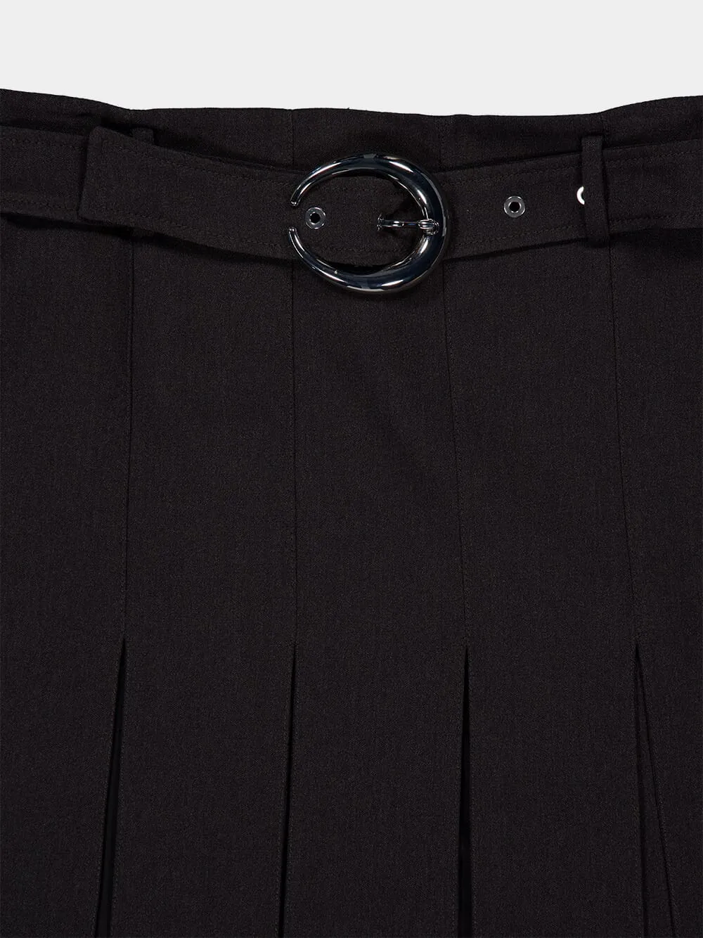 Grey Pleated Mini Skirt with Belt sold by Fashion Clinic product image thumbnail 3