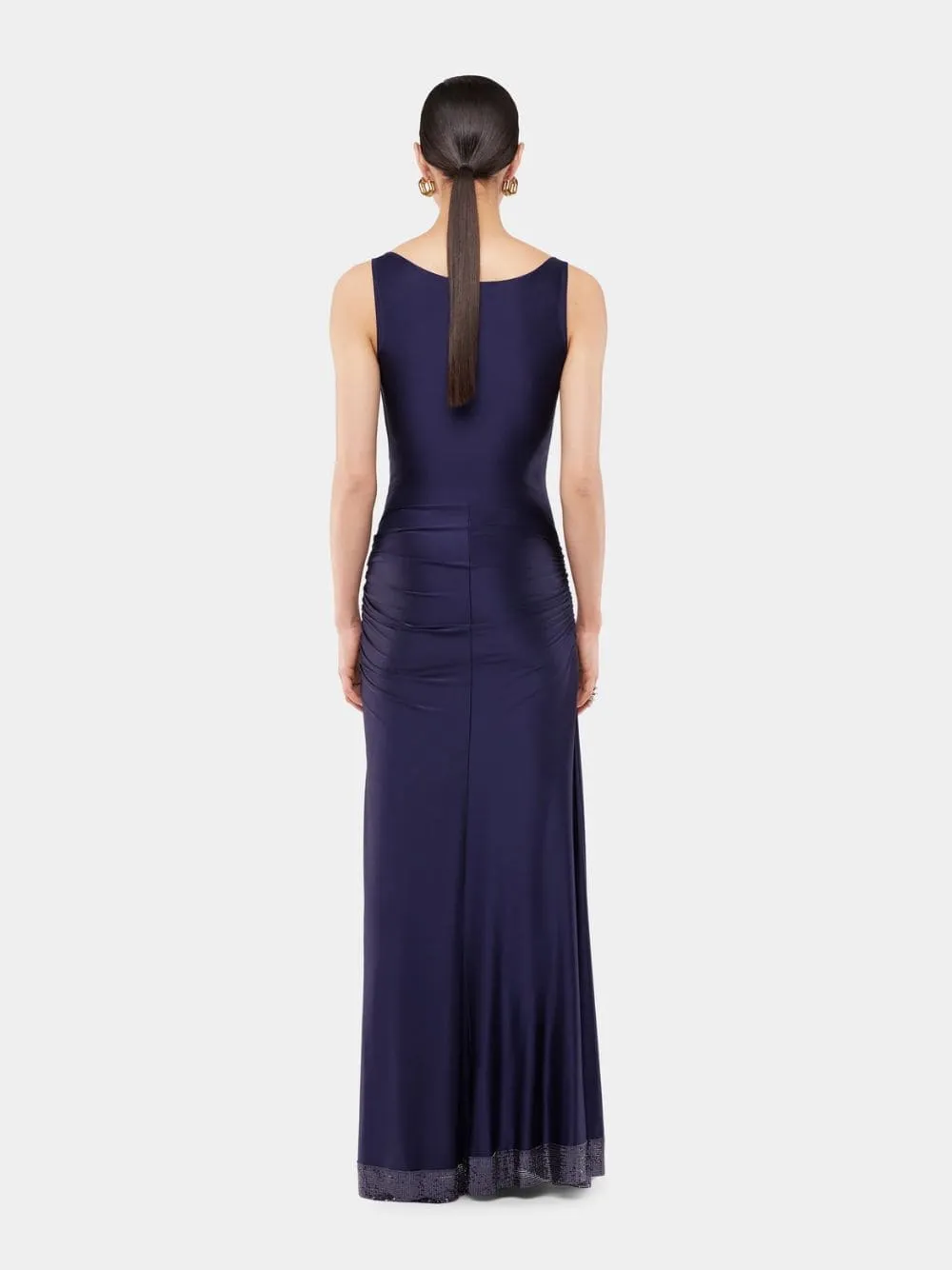 Viscose-Mesh Midnight Blue Long Dress sold by Fashion Clinic product image thumbnail 3