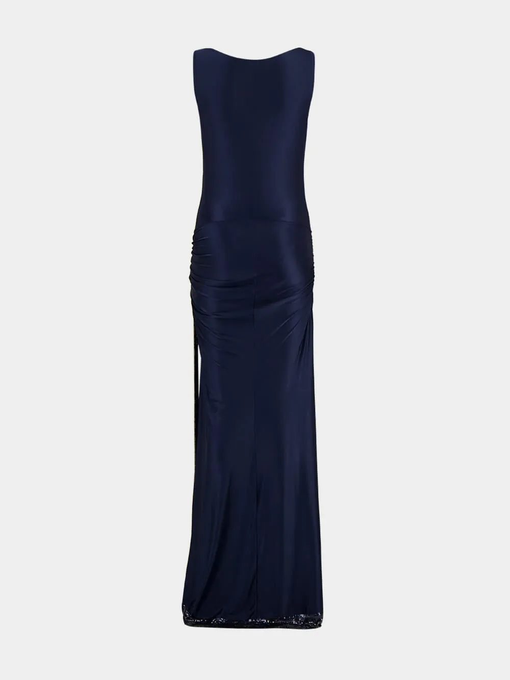 Viscose-Mesh Midnight Blue Long Dress sold by Fashion Clinic product image thumbnail 4