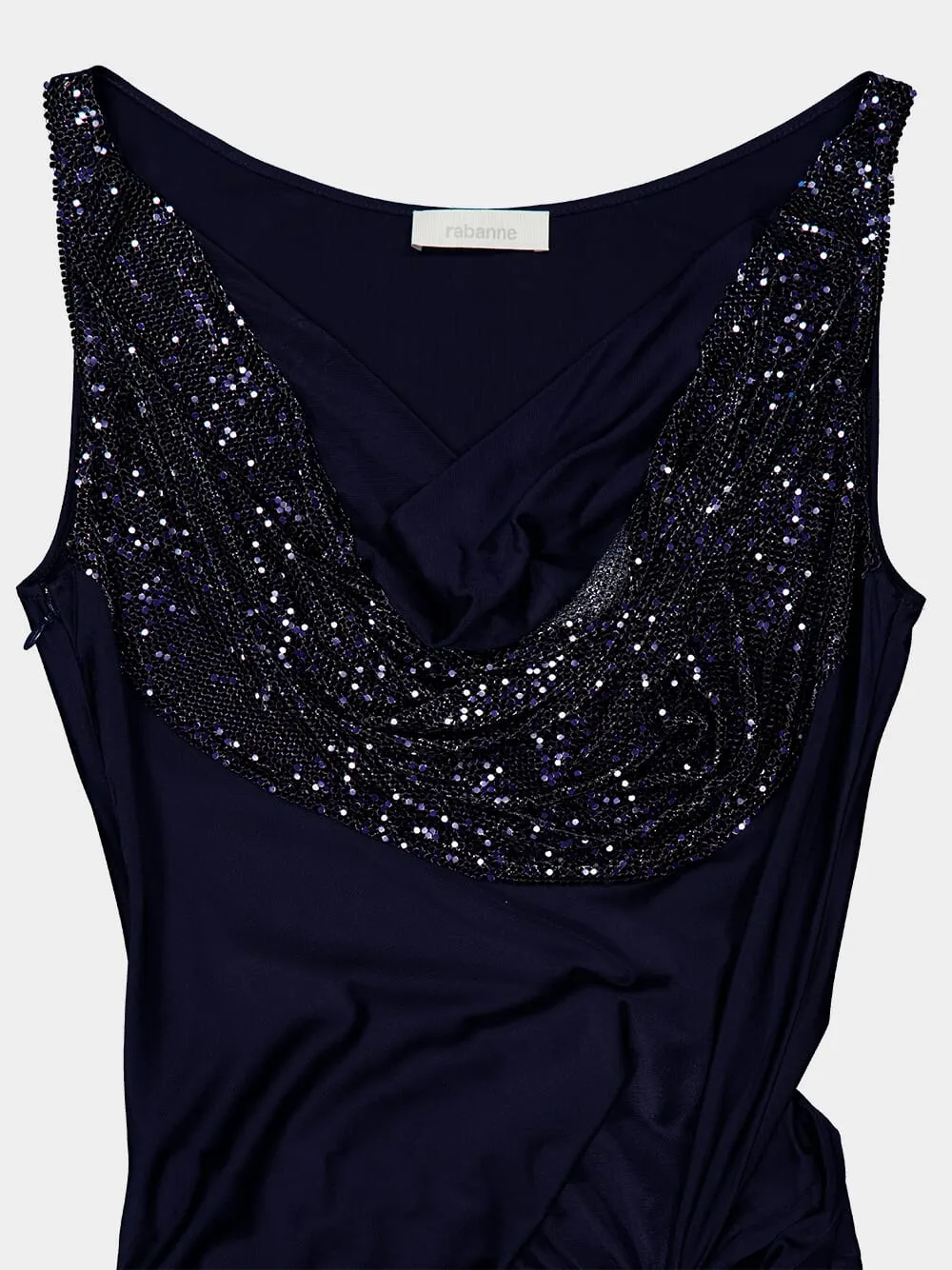 Viscose-Mesh Midnight Blue Long Dress sold by Fashion Clinic product image thumbnail 5