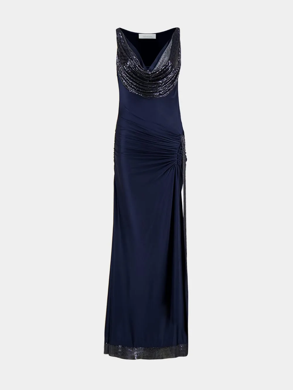 Viscose-Mesh Midnight Blue Long Dress sold by Fashion Clinic product image thumbnail 2
