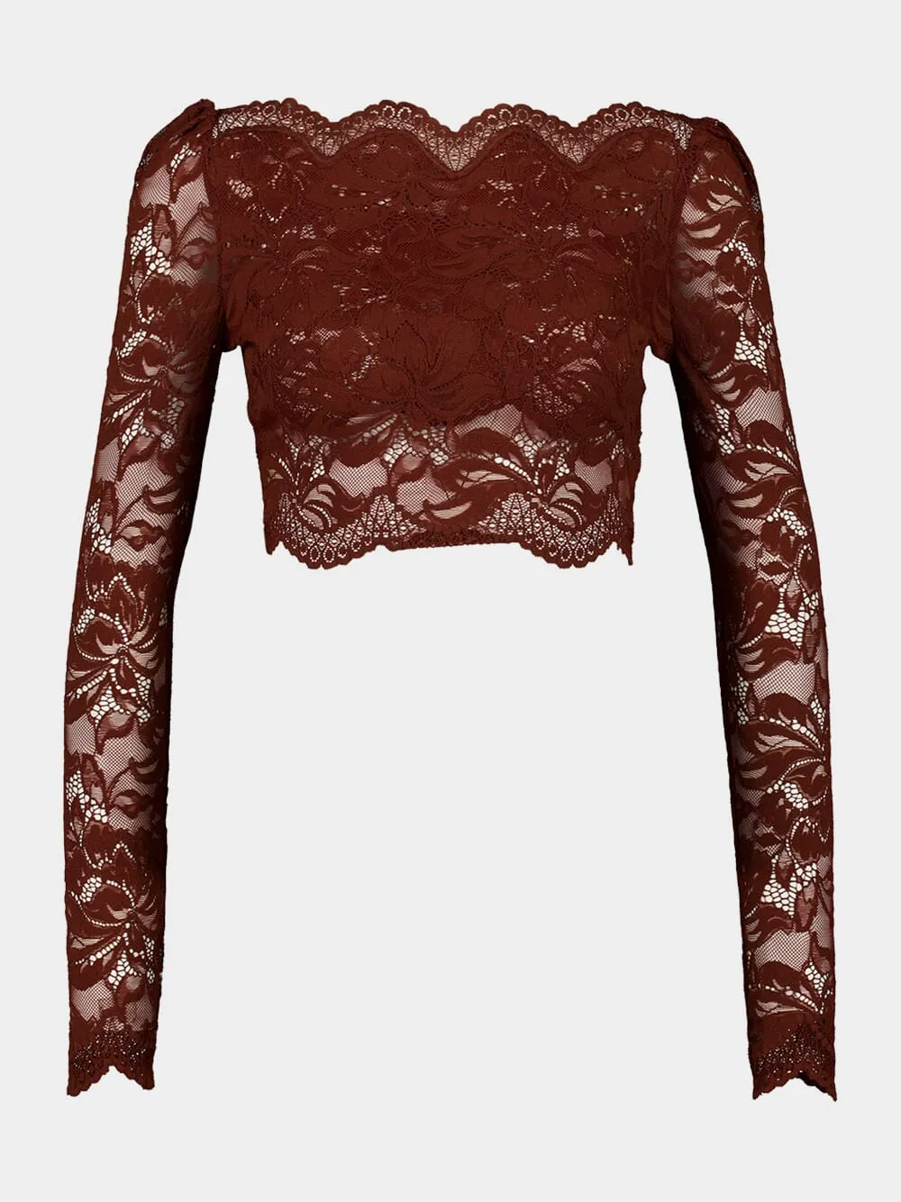 Cinnamon Brown Lace Crop Top sold by Fashion Clinic product image thumbnail 2