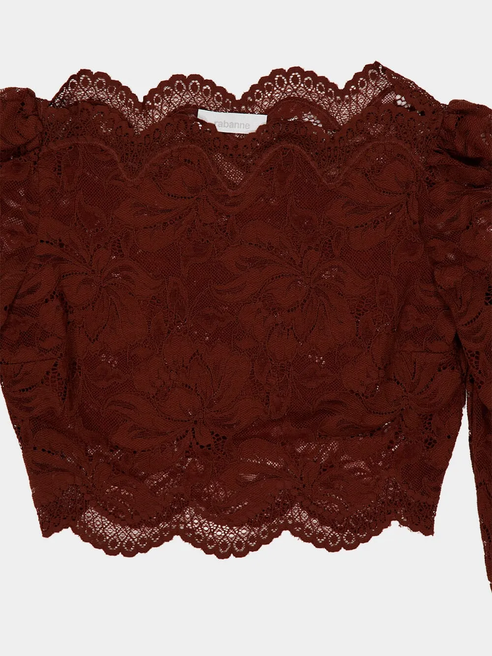 Cinnamon Brown Lace Crop Top sold by Fashion Clinic product image thumbnail 5