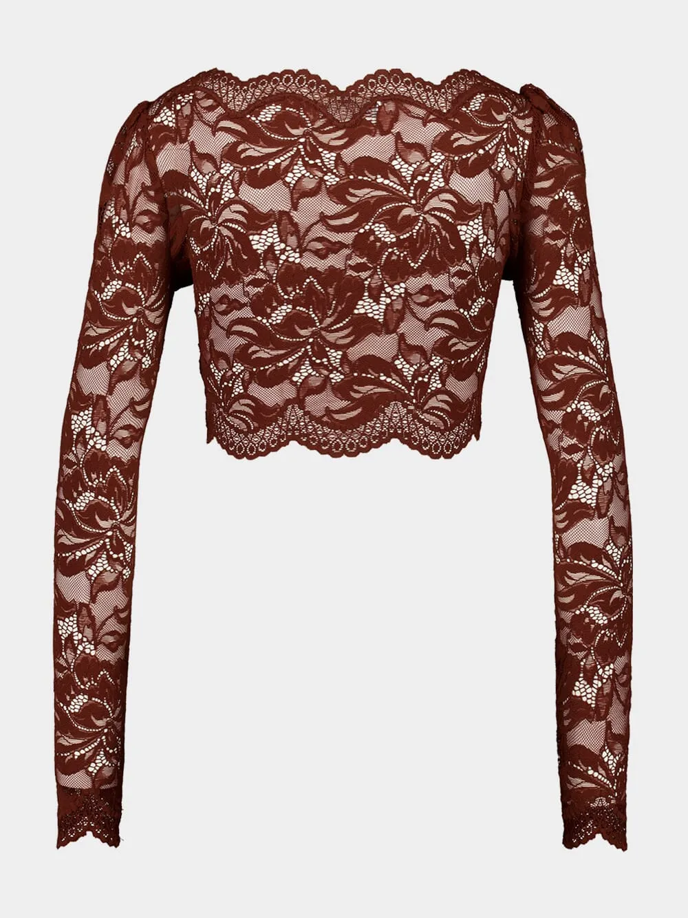 Cinnamon Brown Lace Crop Top sold by Fashion Clinic product image thumbnail 4