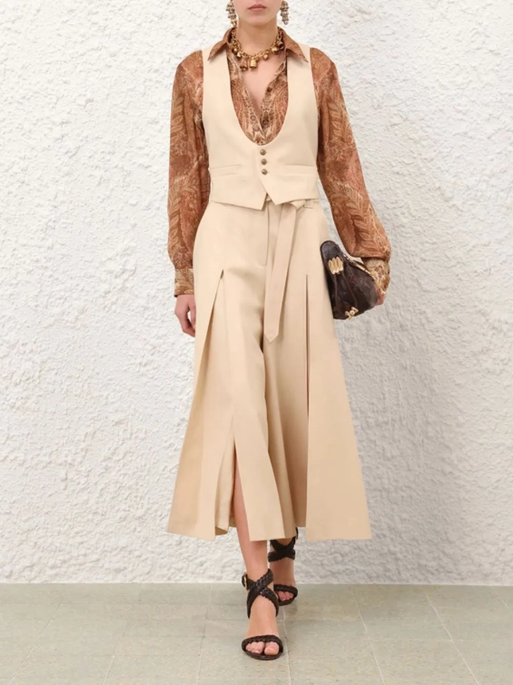Cream Hypnotic Wool Culottes sold by Fashion Clinic product image thumbnail 2