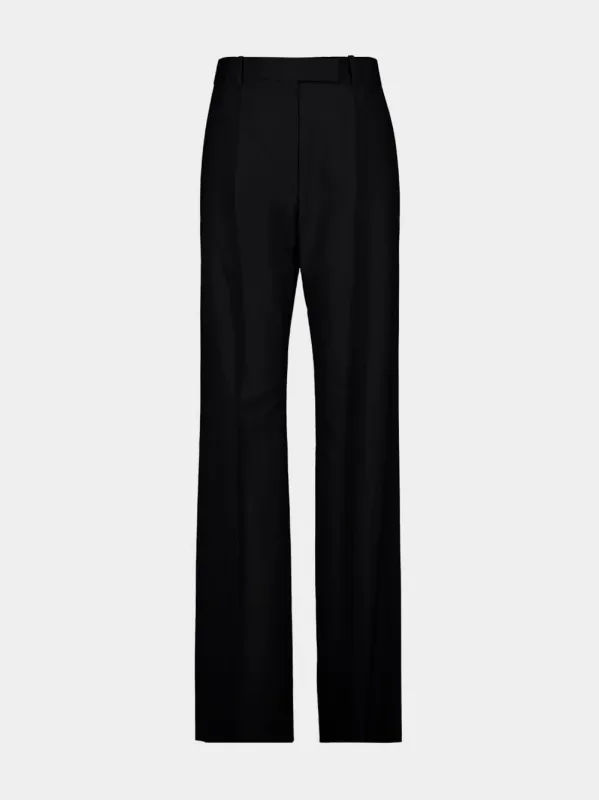 Black Wool Straight-Leg Trousers sold by Fashion Clinic