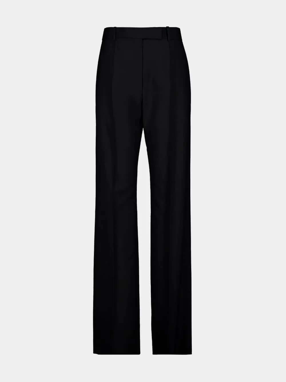 Black Wool Straight-Leg Trousers sold by Fashion Clinic