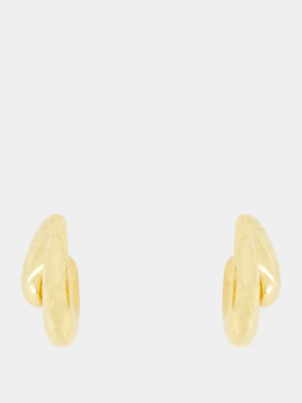 Gold Double Blow Up Earrings made by Panconesi