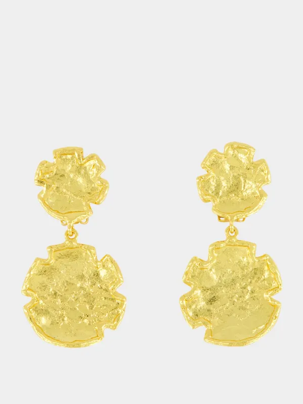 Gio Textured Drop Earrings in Golden Brass sold by Fashion Clinic