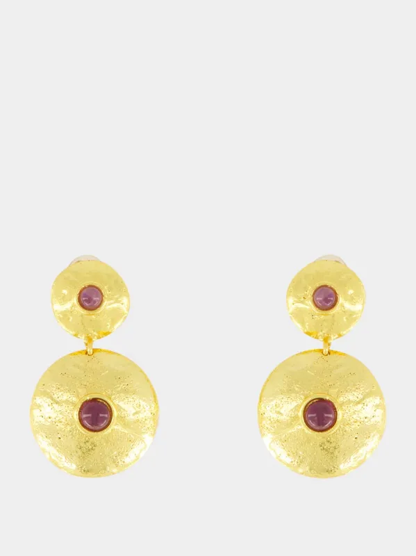 Venus Earrings in Gold with Amethyst sold by Fashion Clinic