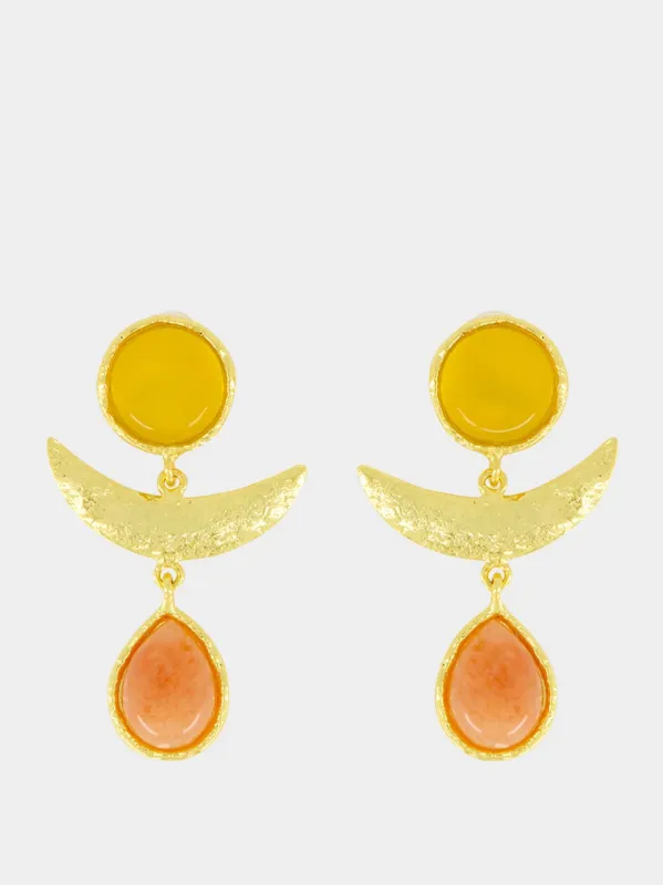 Sunset Earrings with Yellow Onyx and Golden Jasper sold by Fashion Clinic