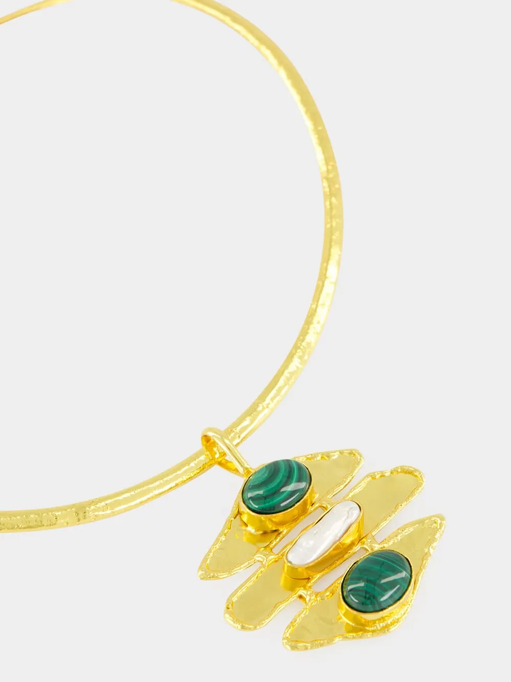 Brutalist Gold Necklace with Malachite sold by Fashion Clinic product image thumbnail 2
