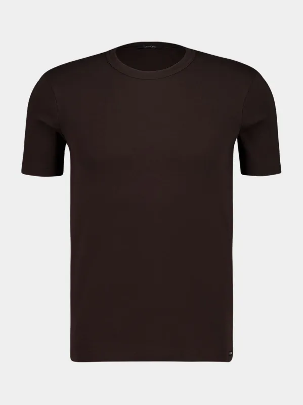 Dark Brown Crew Neck T-Shirt sold by Fashion Clinic