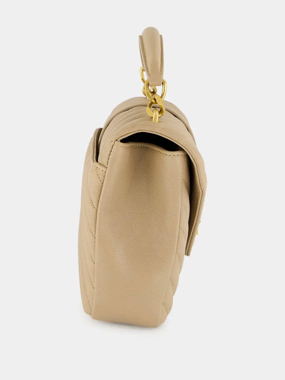 Dark Beige Quilted Leather Medium Satchel sold by Fashion Clinic product image thumbnail 4