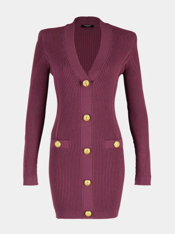 Violet Foncé Ribbed V-Neck Buttoned Bodycon Dress sold by Fashion Clinic