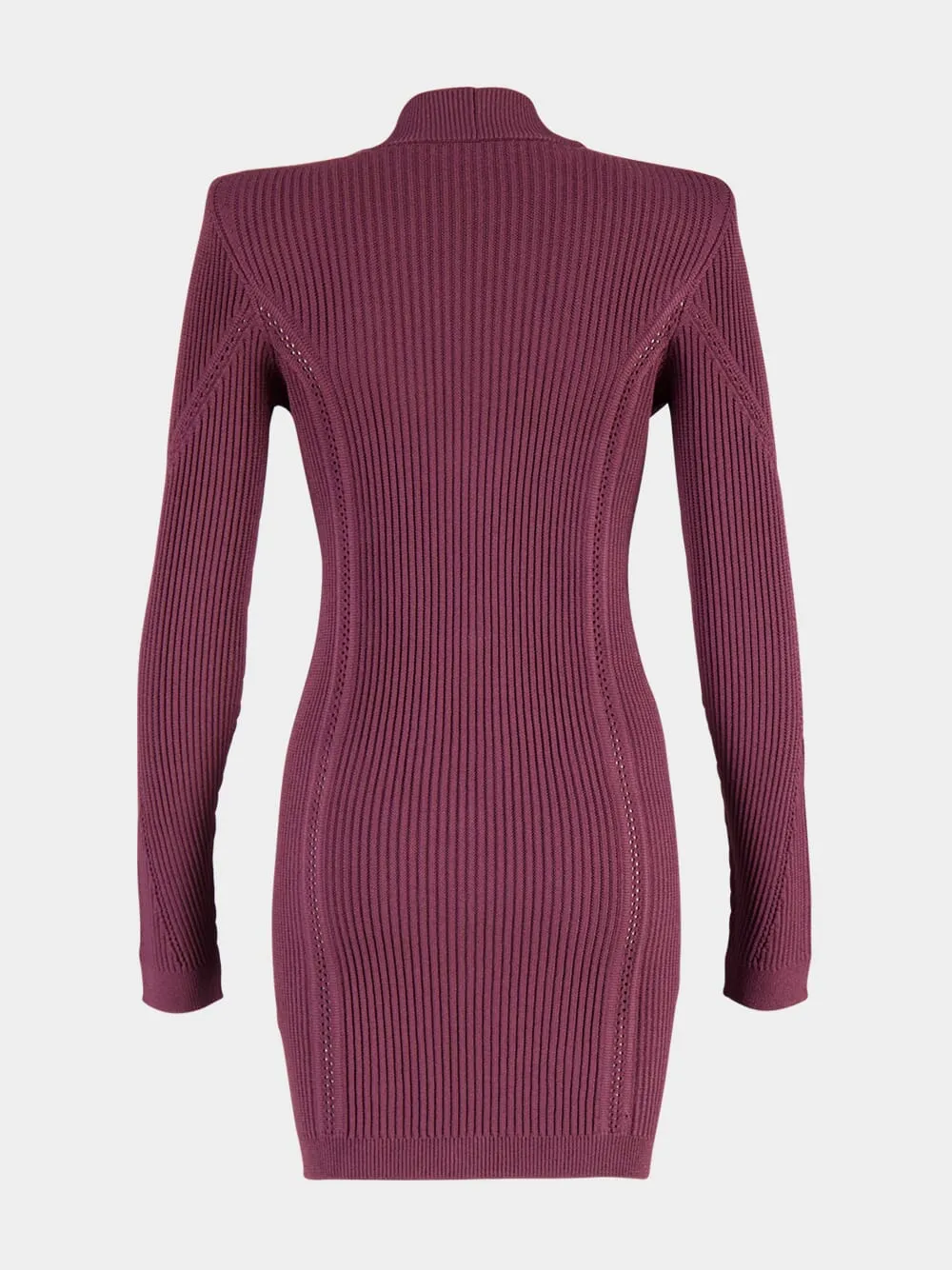 Violet Foncé Ribbed V-Neck Buttoned Bodycon Dress sold by Fashion Clinic product image thumbnail 2